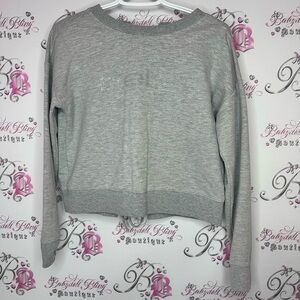 Bebe open back sweater tie up ribbons 🎀 bows cute rare Gray Cropped Sweatshirt